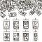70Pcs 7 Styles Zinc Alloy Pendants, Rectangle with Tarot Charms, Antique Silver, 26x13x1.5~2.5mm, Hole: 2mm, 10pcs/style