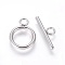 Non-Tarnish 304 Stainless Steel Toggle Clasps, Ring, Stainless Steel Color, Ring: 18.5x13.5x2mm, Bar: 20x7x2mm, Hole: 3mm