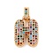 Brass Micro Pave Cubic Zirconia Pendants, Nickel Free, Real 18K Gold Plated, Colorful, Letter H, 18.5~24x12.5~25.5x5~5.5mm, Hole: 5x3mm