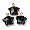 Natural Obsidian Pendants, with Rack Plating Brass Findings, Star, 18x15x6mm, Hole: 2mm