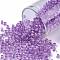 TOHO Round Seed Beads, Japanese Seed Beads, (935) Inside Color Crystal/Purple Lined, 8/0, 3mm, Hole: 1mm, about 222pcs/10g