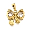 304 Stainless Steel Pendants, with Rhinestone, Golden, Bowknot, 18.5x20.5x4.5mm, Hole: 7x2.5mm