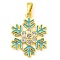 Christmas Theme, Brass Enamel Pendants with Jump Rings and Cubic Zirconia, Cadmium Free & Lead Free, Snow/Heart/Gift/Christmas Trees, Snowflake, 23x18x2.5mm, Hole: 3x5mm