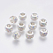 304 Stainless Steel European Beads, with Polymer Clay Rhinestone, Large Hole Beads, Rondelle, Crystal AB, 11x7.5mm, Hole: 5mm