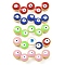 Rack Plating Brass Enamel Evil Eye Connector Charms, Real 18K Gold Plated, Long-Lasting Plated, Cadmium Free & Lead Free, Mixed Color, 12x33.5x7.5mm, Hole: 1.2mm