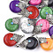 Resin Pendants, with Alloy & Enamel, teardrop, Antique Silver, Mixed Color, 37~38x23x16~17mm, Hole: 2~3mm