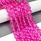 Frosted Transparent Glass Bead Strands, with Gold Powder, Round, Magenta, 8mm, Hole: 1mm