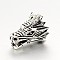 Tibetan Style Alloy Animal 3D Dragon Head Beads, Antique Silver, 17x11x11mm, Hole: 3mm