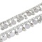 Handmade Brass & Rhinestone Chains, for Necklaces Bracelets Making, Long-Lasting Plated, Soldered, with Spool, Flat Round, Platinum, 3x1.5x1mm, about 16.40 Feet(5m)/Roll