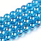 Electroplate Transparent Glass Beads Strands, AB Color Plated, Round, Deep Sky Blue, 8~8.5mm, Hole: 1.5mm, about 51~53pcs/strand, 14.96 inch~15.55 inch(38~39.7cm)