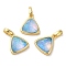Rack Plating Brass with Synthetic Opal Pendants, Triangle, Light Sky Blue, 15x12.5x6mm, Hole: 5mm