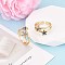 Brass Micro Pave Cubic Zirconia Cuff Rings for Women, Starfish, Real 18K Gold Plated, 12.5mm