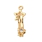 Brass Micro Pave Clear Cubic Zirconia Interlocking Clasps, Cadmium Free & Nickel Free & Lead Free, Star, Real 18K Gold Plated, 25mm, Hole: 1.8mm and 1.2mm
