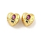 Brass Micro Pave Clear Cubic Zirconia Beads, Cadmium Free & Nickel Free & Lead Free, Real 18K Gold Plated, Heart, Camellia, 4.5x4.5x4.5mm, Hole: 1.6mm