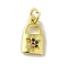 Brass Micro Pave Cubic Zirconia Charms, Cadmium Free & Nickel Free & Lead Free, Real 18K Gold Plated, Lock Charms, Colorful, 12.5x7x1.5mm, Hole: 3mm