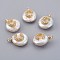 Natural Cultured Freshwater Pearl Pendants, with Micro Pave Cubic Zirconia, Brass Findings, Long-Lasting Plated, Letter, Real 18K Gold Plated, Letter.C, 14~28x9~16x5~9mm, Hole: 1.5mm