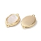 Brass Oval Connector Charms, with Natural White Shell, Real 18K Gold Plated, 18x10.5x2mm, Hole: 1mm