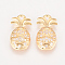 Brass Micro Pave Cubic Zirconia Pendants, Nickel Free, Real 18K Gold Plated, Pineapple, 16x8.5x3mm, Hole: 1.5mm