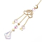 Faceted Glass Sun Catcher Pendant Decorations, with Brass and Iron Findings, for Home, Garden Decor, Rainbow, Golden, 455mm