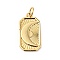 Rack Plating Brass Pendants, Cadmium Free & Nickel Free & Lead Free, Rectangle with Moon, Real 18K Gold Plated, 18.5x10x1.5mm, Jump Ring: 5x0.7mm, 3.6mm Inner Diameter
