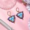 Glass Seed Beads Dangle Earrings, with 304 Stainless Steel Leverback Earring Findings, Triangle, Golden, Dark Blue, 40x27mm