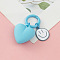 Love Heart Alloy Pendant Keychains with Smiling Face Charms, for Couple Bags Jewelry Accessories, Deep Sky Blue, 3.5x3.2cm