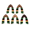 Jamaican Colour Epoxy Resin & Walnut Wood Pendants, Geometric Charms, Arch, 37x29x3.5mm, Hole: 2mm