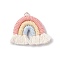 Macrame Weaving Rainbow Tassel Pendants, with Golden Iron Loops, Pink, 40~50x35~37x6.5mm, Hole: 4.2mm