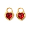 304 Stainless Steel with Rhinestone Pendants, Heart, Golden, Hyacinth, 17x12x6mm, Hole: 5x5.5mm