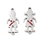 Valentine's Day 304 Stainless Steel FireBrick Enamel Boy Girl Connector Charms, Human Links Set, Stainless Steel Color, 21.5x9.5x1mm, Hole: 1.6mm, 2pcs/set