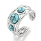 304 Stainless Steel Synthetic Turquoise Cuff Rings, Round Open Rings for Women Men, Stainless Steel Color, 10mm, Inner Diameter: Adjustable