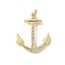 Brass Micro Pave Clear Cubic Zirconia Pendants, Anchor & Helm, Lead Free & Cadmium Free, Long-Lasting Plated, Rack Plating, with Jump Ring, Real 18K Gold Plated, 28.5x23x3mm, Hole: 3.2mm