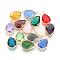 Glass Pendants, with Brass Findings, Faceted, Drop, Light Gold, Mixed Color, 14x7.5x4mm, Hole: 1.8~2.3mm