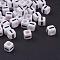 Acrylic Horizontal Hole Letter Beads, Cube, Letter I, White, Size: about 7mm wide, 7mm long, 7mm high, hole: 3.5mm, about 2000pcs/500g