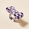 Resin Open Cuff Rings for Women, Bowknot, Medium Purple, Inner Diameter: 18mm