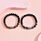 2Pcs 2 Style Natural Mixed Beaded Stretch Bracelets Set, Synthetic Hematite Cross Couple Bracelets, Inner Diameter: 2-3/8~3-1/8 inch(6~8cm), 1Pc/style