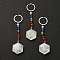 Natural Quartz Crystal Hexagon Pendant Keychain, with 7 Chakra Gemstone Beads and Platinum Tone Brass Findings, 11.4cm