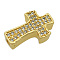 Brass Micro Pave Clear Cubic Zirconia Beads, Cadmium Free & Nickel Free & Lead Free, Cross, Golden, 14x9x4mm, Hole: 1.2mm, 3pcs/bag