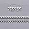 Brass Twisted Chains, Curb Chains, Diamond Cut, Soldered, Faceted, with Spool, Cadmium Free & Lead Free, Silver Color Plated, 2x1.5x0.45mm, about 301.83 Feet(92m)/roll