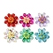 6Pcs 6 Colors Glass & Polymer Clay Pendants, Flower, with 304 Stainless Steel Jump Rings, Real 18K Gold Plated, Mixed Color, 26x10mm, 1pc/color