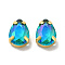 Moonlight Effect Teardrop Sew on Rhinestone, Multi-strand Links, with Golden Tone Brass Prong Settings, Garments Accessories, Aquamarine, 14x10x6mm, Hole: 1mm