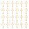 30Pcs Brass Pendanats, Cross Charm, Light Gold, 24x13x1mm, Hole: 1.2mm