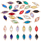 24Pcs 12 Colors Glass Links Connectors, with Light Gold Tone Brass Findings, Faceted Horse Eye, Mixed Color, 21x9x4mm, Hole: 1.2mm, 2pcs/color