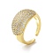 Brass with Cubic Zirconia Open Cuff Rings for Women, Cadmium Free & Nickel Free & Lead Free, Real 18K Gold Plated, 7~17.5mm, Inner Diameter: 18mm