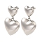 Brass Stud Earrings, Cadmium Free & Lead Free, Heart, Platinum, 40.5x25mm