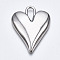 Alloy Pendants, Heart, Cadmium Free & Lead Free, Platinum, 35x26.5x4mm, Hole: 4x8mm