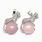 Natural Agate Pendants, with Alloy Findings, Leopard, Dyed & Heated, Platinum, 33.5x20x7mm, Hole: 4x6mm