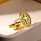304 Stainless Steel Cufflinks, Flat Round with Cross, Golden, 19.5x17.5x14.5mm