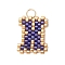 Handmade MIYUKI Seed Beads, Loom Pattern Letter Pendants, with 304 Stainless Steel Jump Rings, Letter X, 15x9x2mm, Hole: 2.5mm
