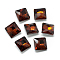 Pointed Back Glass Rhinestone Cabochons, Back Plated, Faceted, Square, Saddle Brown, 8x8x3.5mm